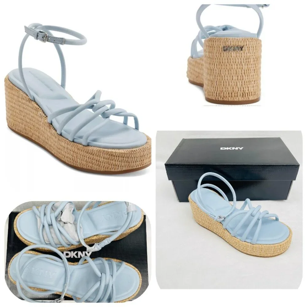 NIB DKNY Cyrilla Strappy Platform Wedge Sandals